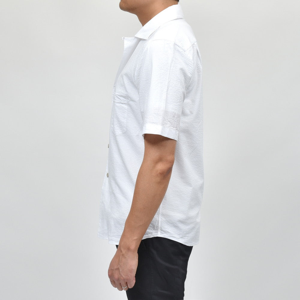 GLANSHIRT（グランシャツ） コットンシアサッカーS/Sオープンカラーシャツ 476-32401