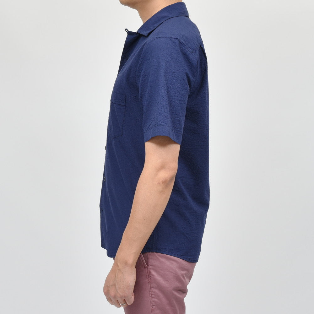 GLANSHIRT（グランシャツ） コットンシアサッカーS/Sオープンカラーシャツ 476-32401