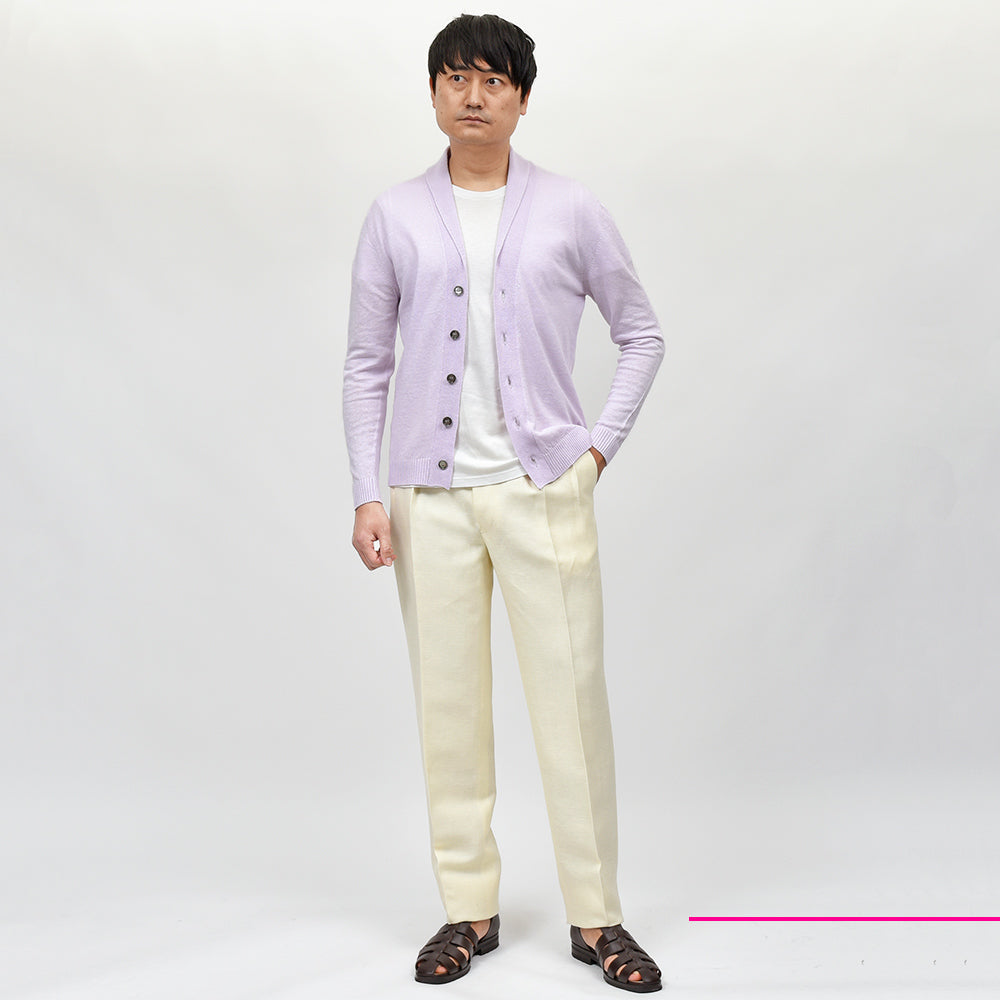 Settefili Cashmere セッテフィーリ カシミア リネン コットン ショールカラー ハイゲージ ニットカーディガン