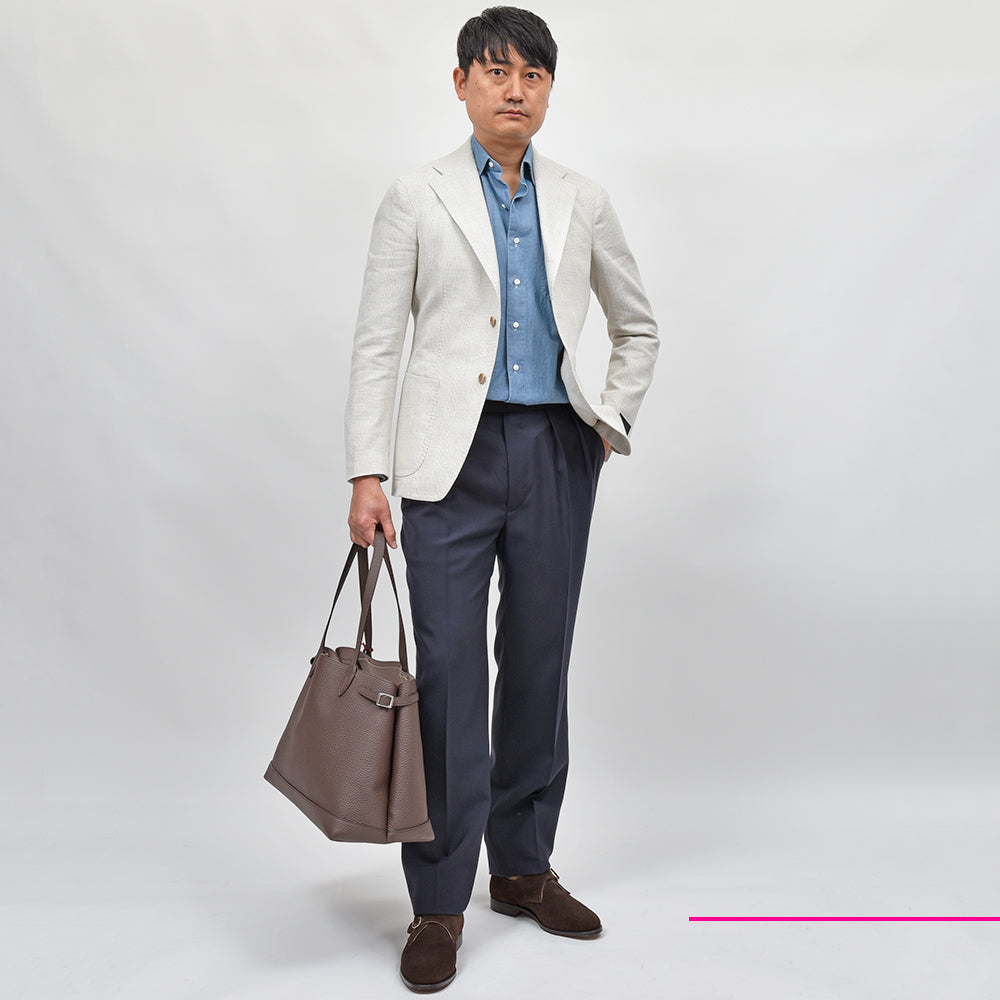 TITO ALLEGRETTO ティト アレグレット リネン コットン グレンチェック シングル3Bジャケット