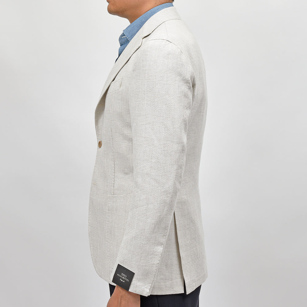 TITO ALLEGRETTO ティト アレグレット リネン コットン グレンチェック シングル3Bジャケット
