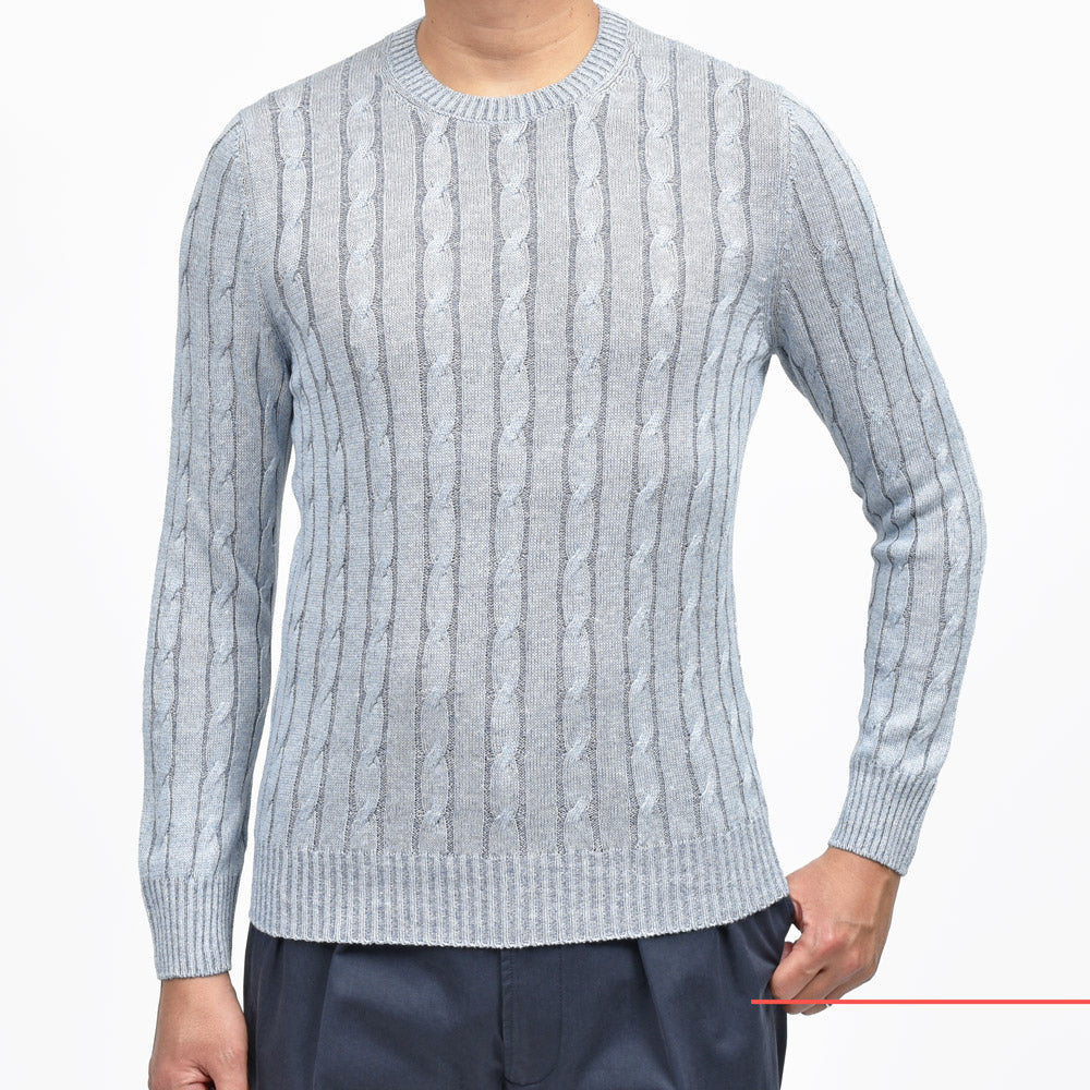 GRAN SASSO（グランサッソ） リネンコットンケーブルクルーネックニット 23180/18639