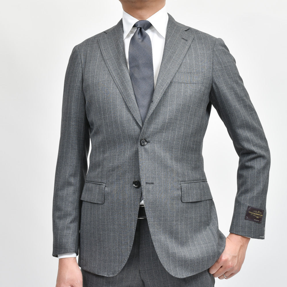 guji（グジ） ウールトロピカルピンストライプ3B1プリーツスーツ (MADE BY RING JACKET / VITALE BARBERIS CANONICOファブリック使用)【春/夏】1