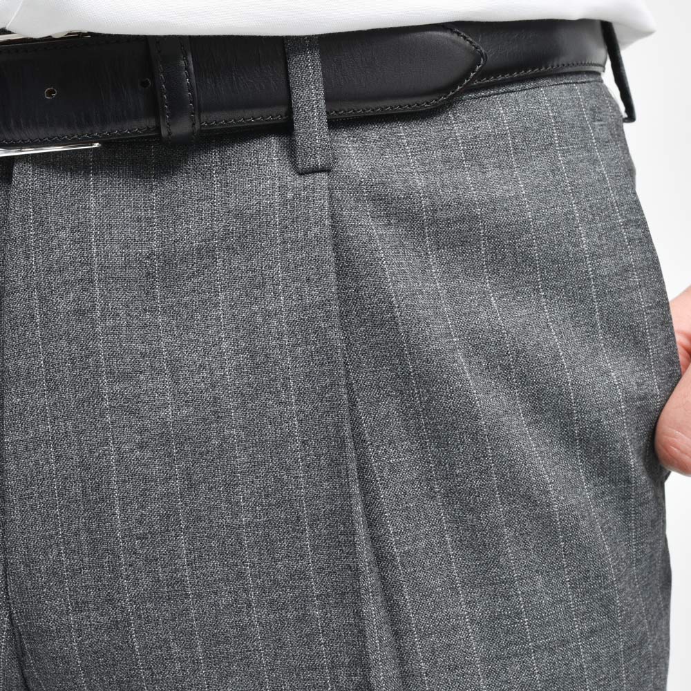 guji（グジ） ウールトロピカルピンストライプ3B1プリーツスーツ (MADE BY RING JACKET / VITALE BARBERIS CANONICOファブリック使用)【春/夏】1
