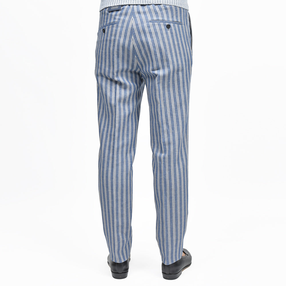 INCOTEX（インコテックス） TAPERED FIT コットンリネンストライプテーパードシャーリングパンツ 1T0078-90450/31517