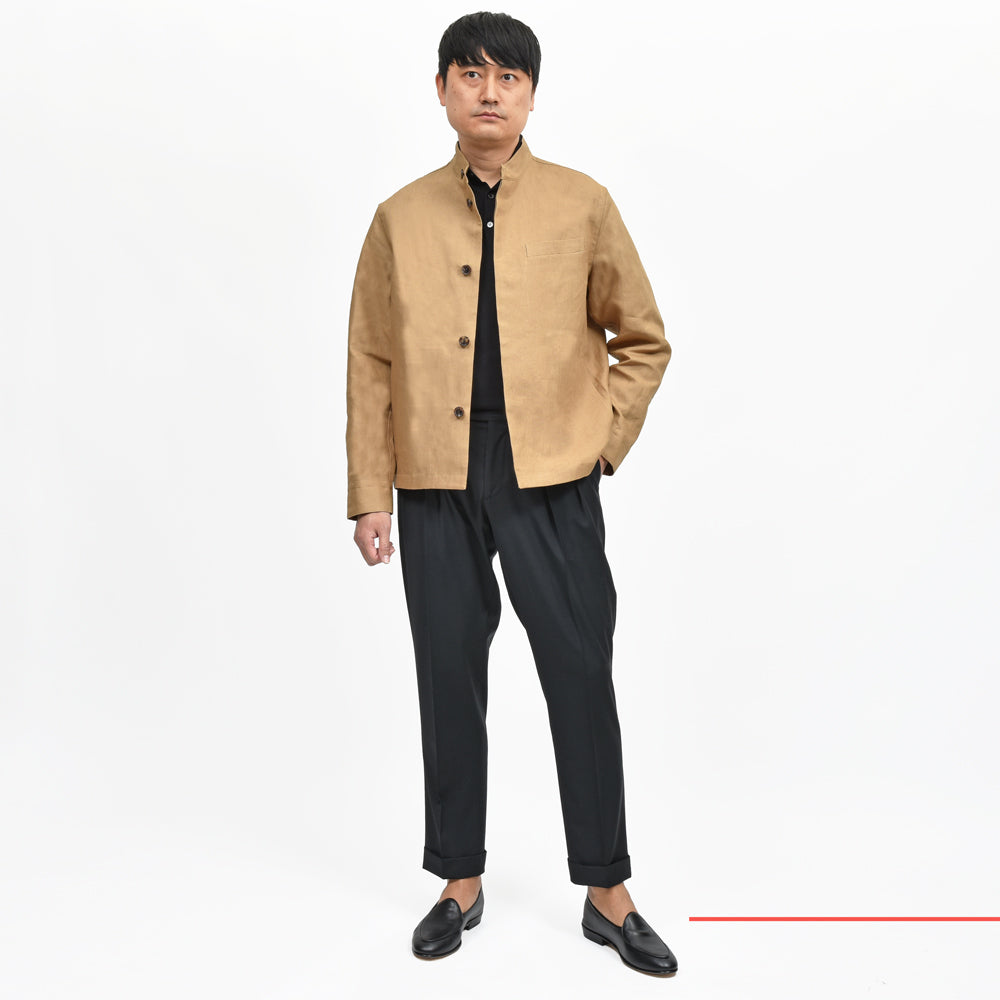 CARUSO（カルーゾ） OVERSHIRTオーバーシャツ アイリッシュリネンスタンドカラーショートジャケット MS21G