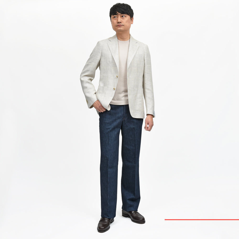 CARUSO（カルーゾ） BUTTERFLYバタフライ リネンウールライトツィードグレンチェック2Bジャケット FLY2CM204Z