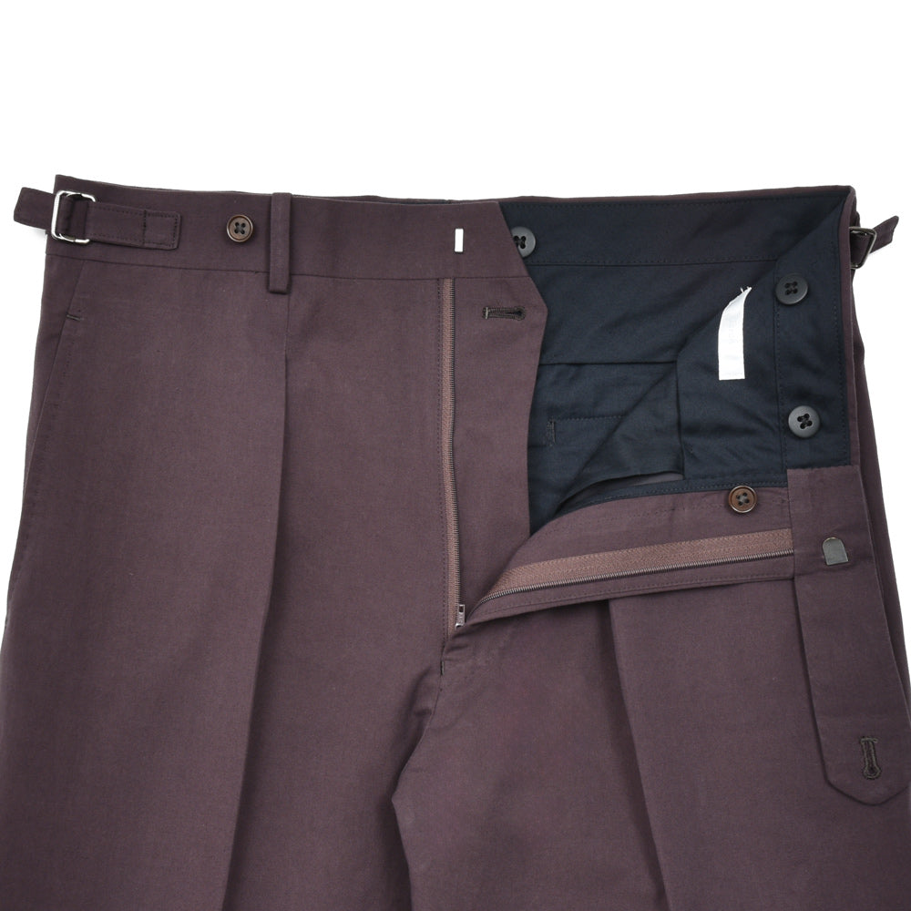 garoh（ガロウ） pants03 コットンリネンツイル1プリーツサイドアジャスターテーパードパンツ