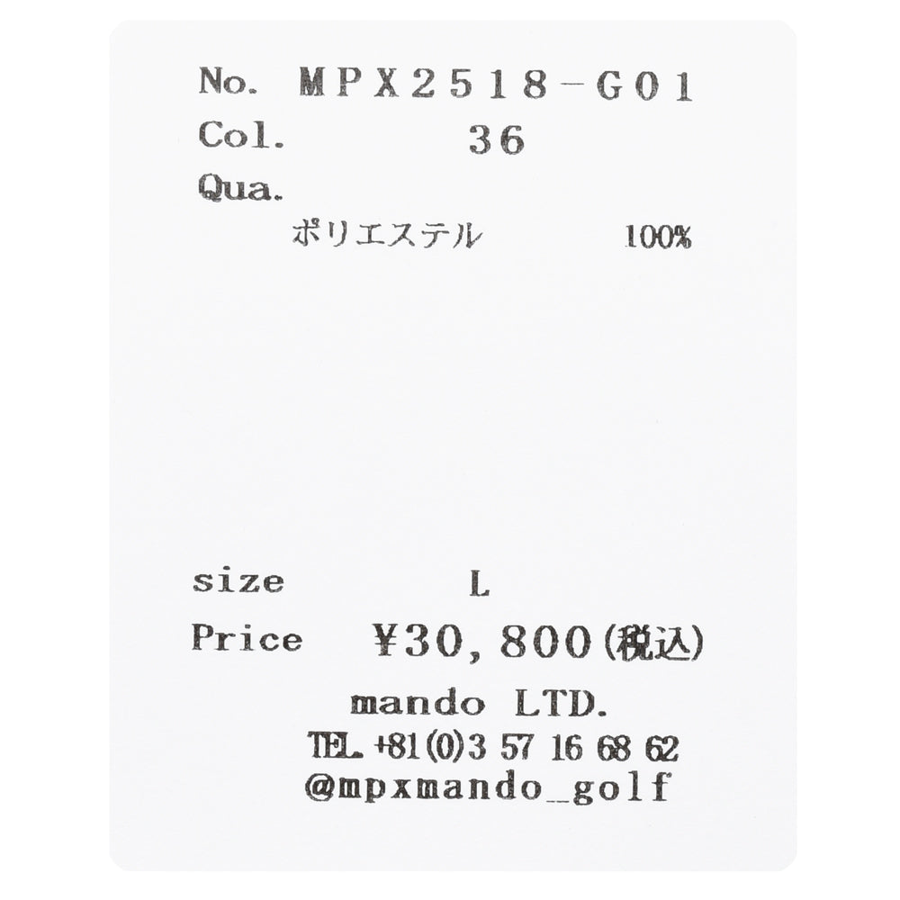 MPX mando GOLF（エムピーエックス マンド ゴルフ） ナチュラルストレッチポリエステルギャバジンテーパードクロップドパンツ MPX2518-G01