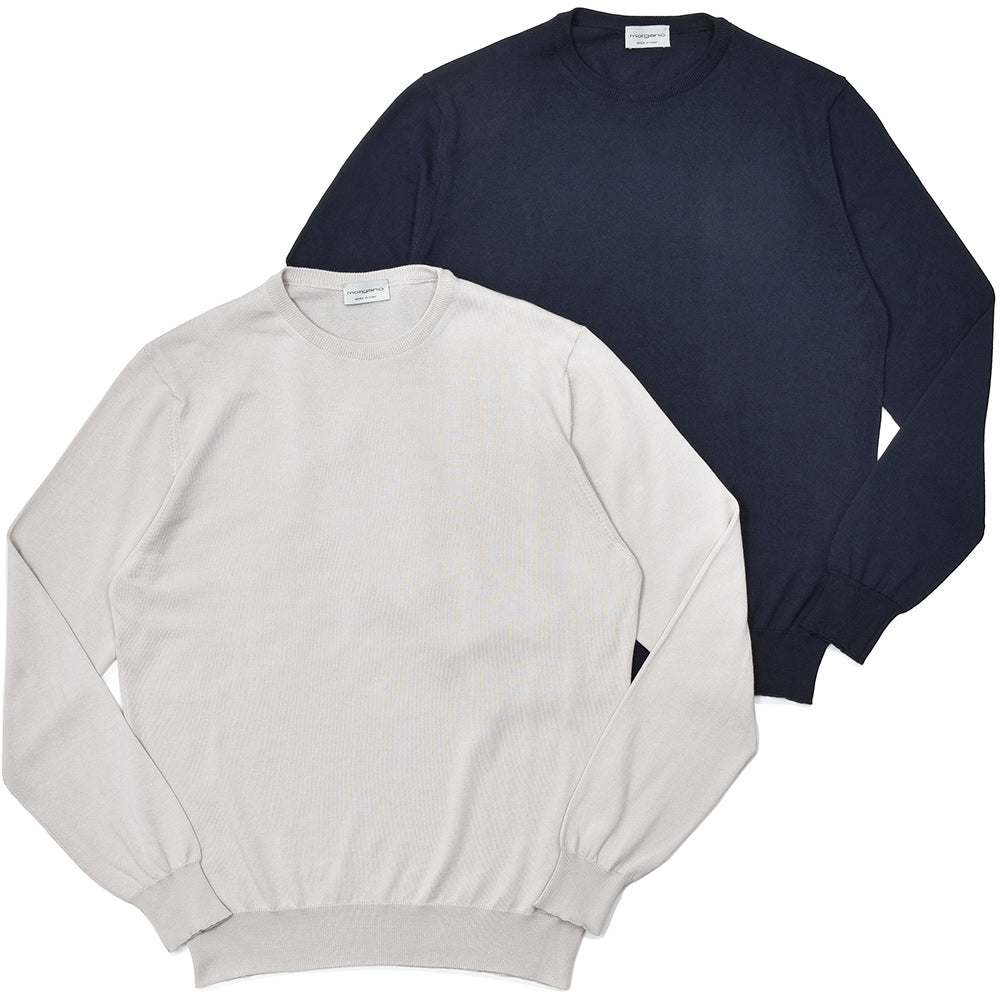 morgano モルガーノ コットン 12ゲージ クルーネックニット
