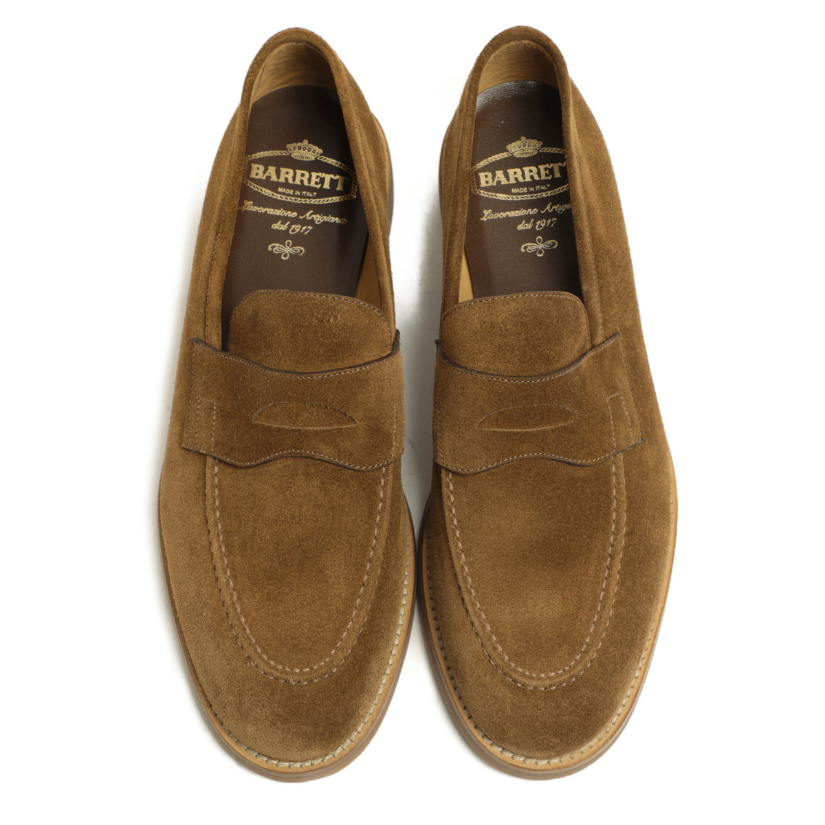 バレット / カーフスエードレザー  ホールカット コイン ローファー / 221U021.59 / LIGHT CASHMERE OAK ブラウン