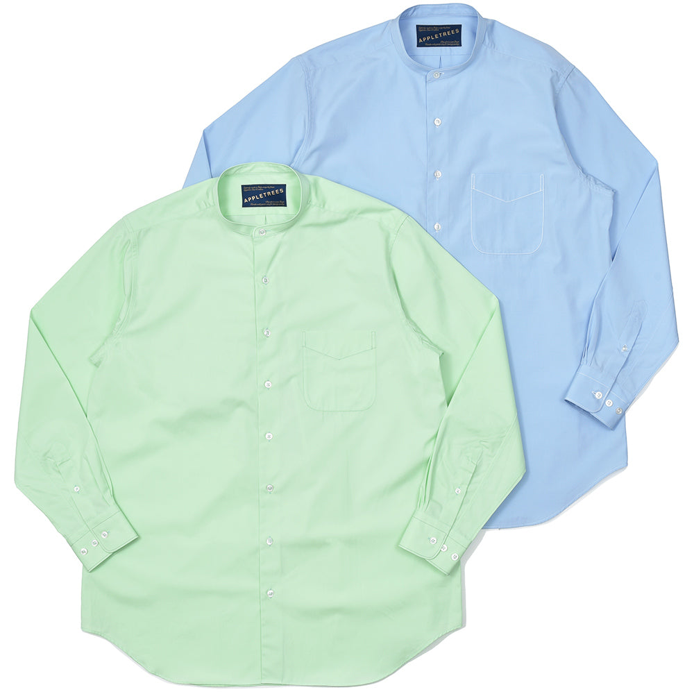 APPLETREES アップルツリーズ OPEN TRAVELER SHIRTS コットン ポプリン バンドカラーシャツ