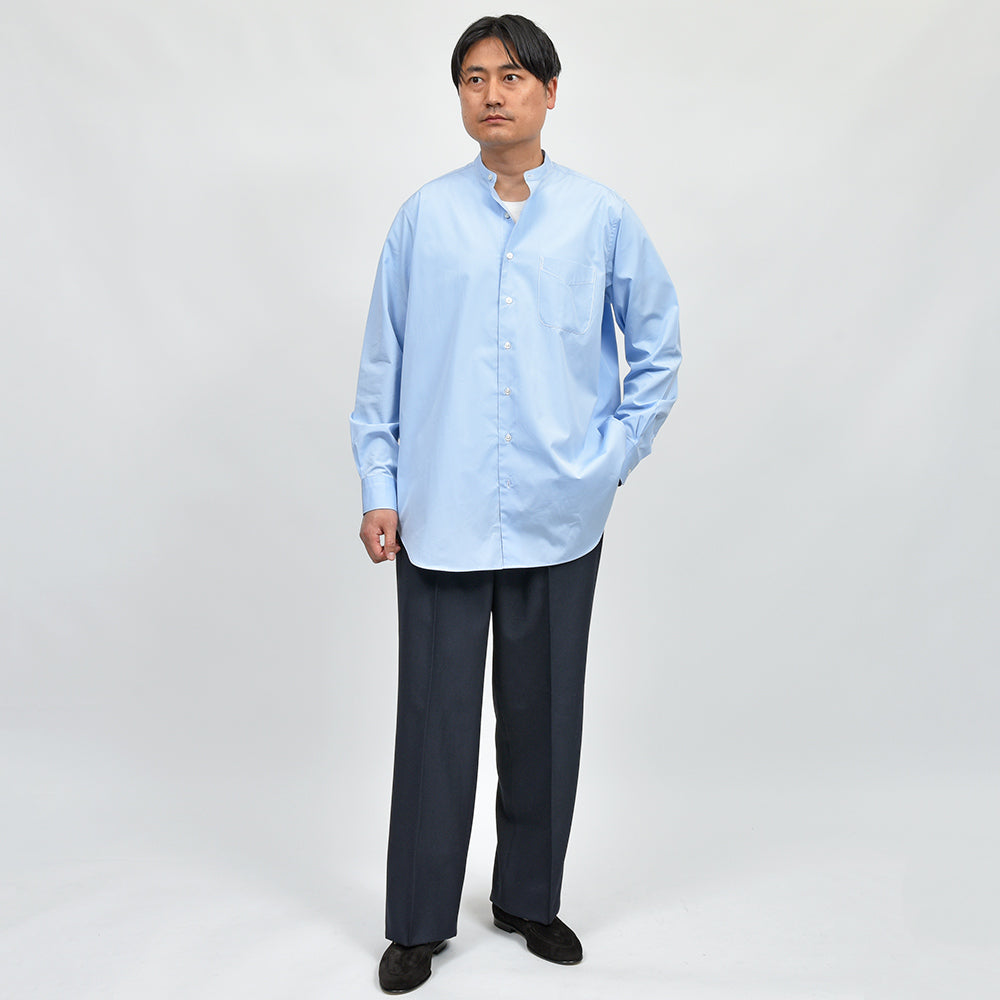 APPLETREES アップルツリーズ OPEN TRAVELER SHIRTS コットン ポプリン バンドカラーシャツ