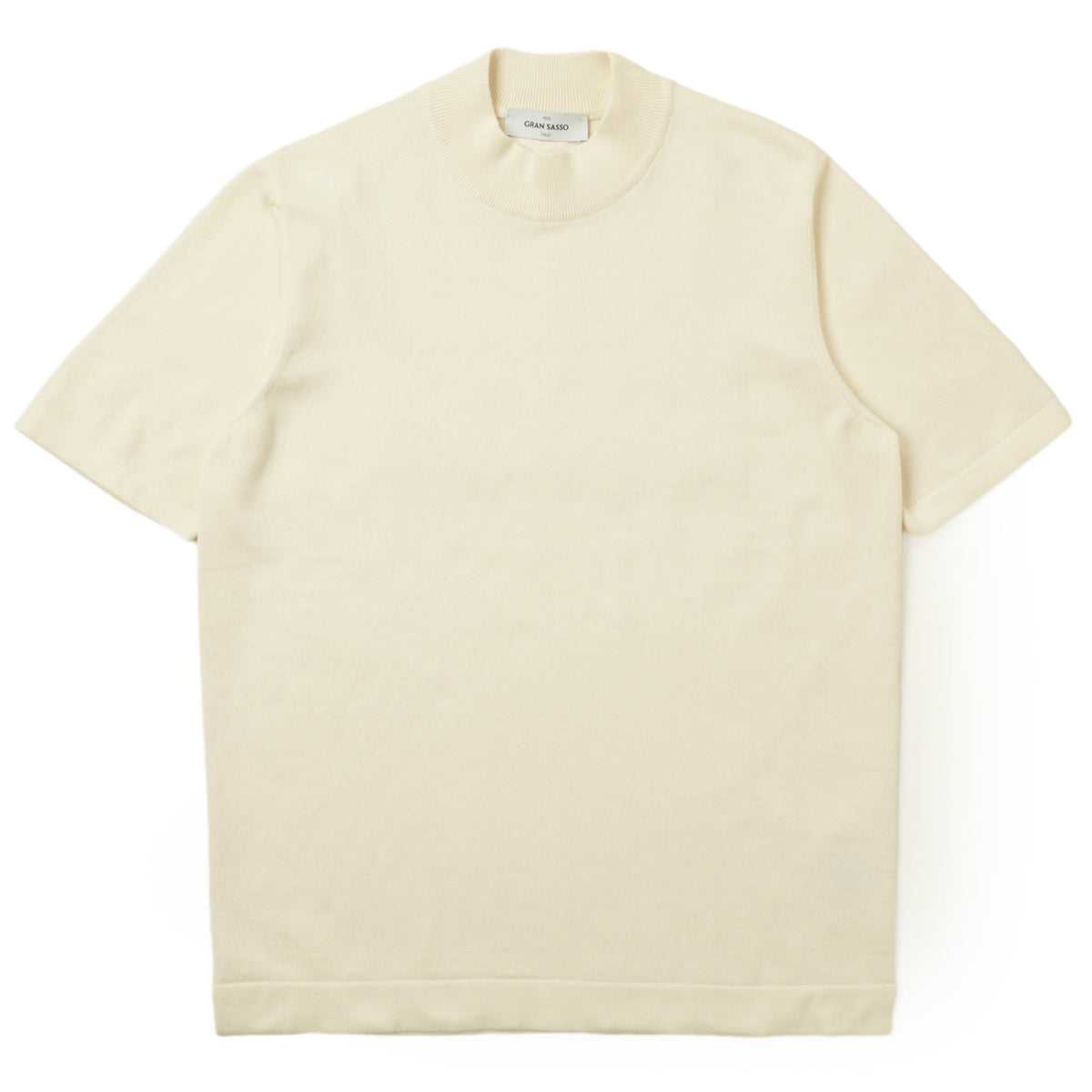 グランサッソ / エジプト綿ハイゲージ コットン モックネック プルオーバー ニット Tシャツ / 58109/18120 / オフホワイト