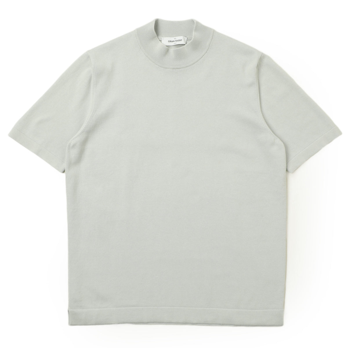 グランサッソ / エジプト綿ハイゲージ コットン モックネック プルオーバー ニット Tシャツ / 58109/18120 / ライトグレー