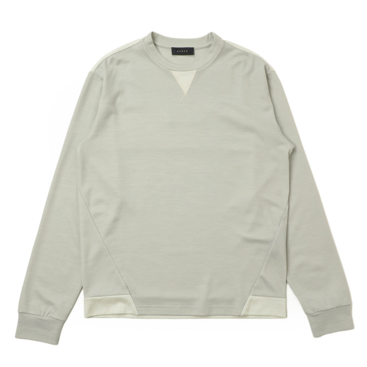 シーズ / ロングスリーブ ウール ナイロン クルーネック スウェット / CREW OV033 TJ073 / PASTEL GREY ライトグレー