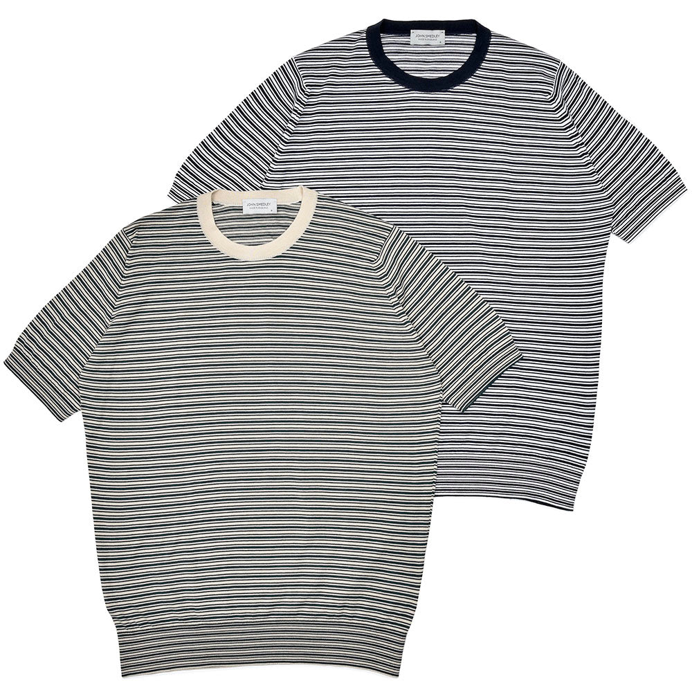 JOHN SMEDLEY ジョンスメドレー WILBUR シーアイランドコットン 30ゲージ ボーダー クルーネックニット EASY FIT