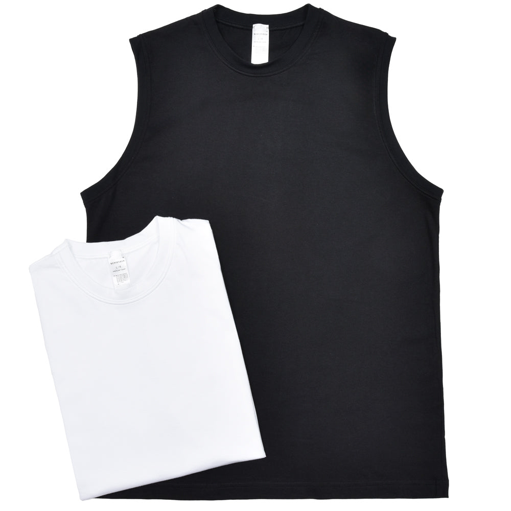 Schiesser（シーサー） コットン天竺ノースリーブクルーネックカットソー AMERICAN T-SHIRT SINGLET(2packs)