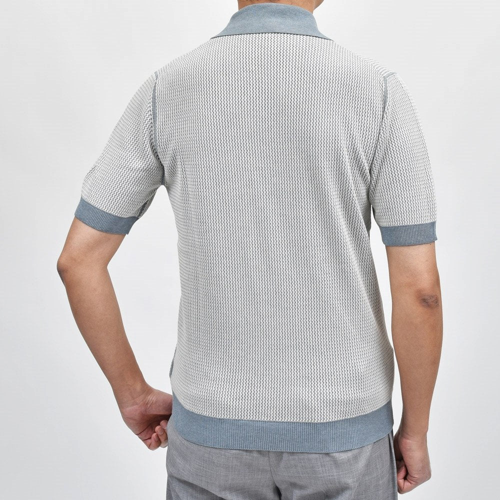 ZANONE（ザノーネ） 14ゲージコットンクレープジャガードS/Sスキッパーニットポロ POLO V MC/SLIM FIT/810192/ZN322/36408(M)