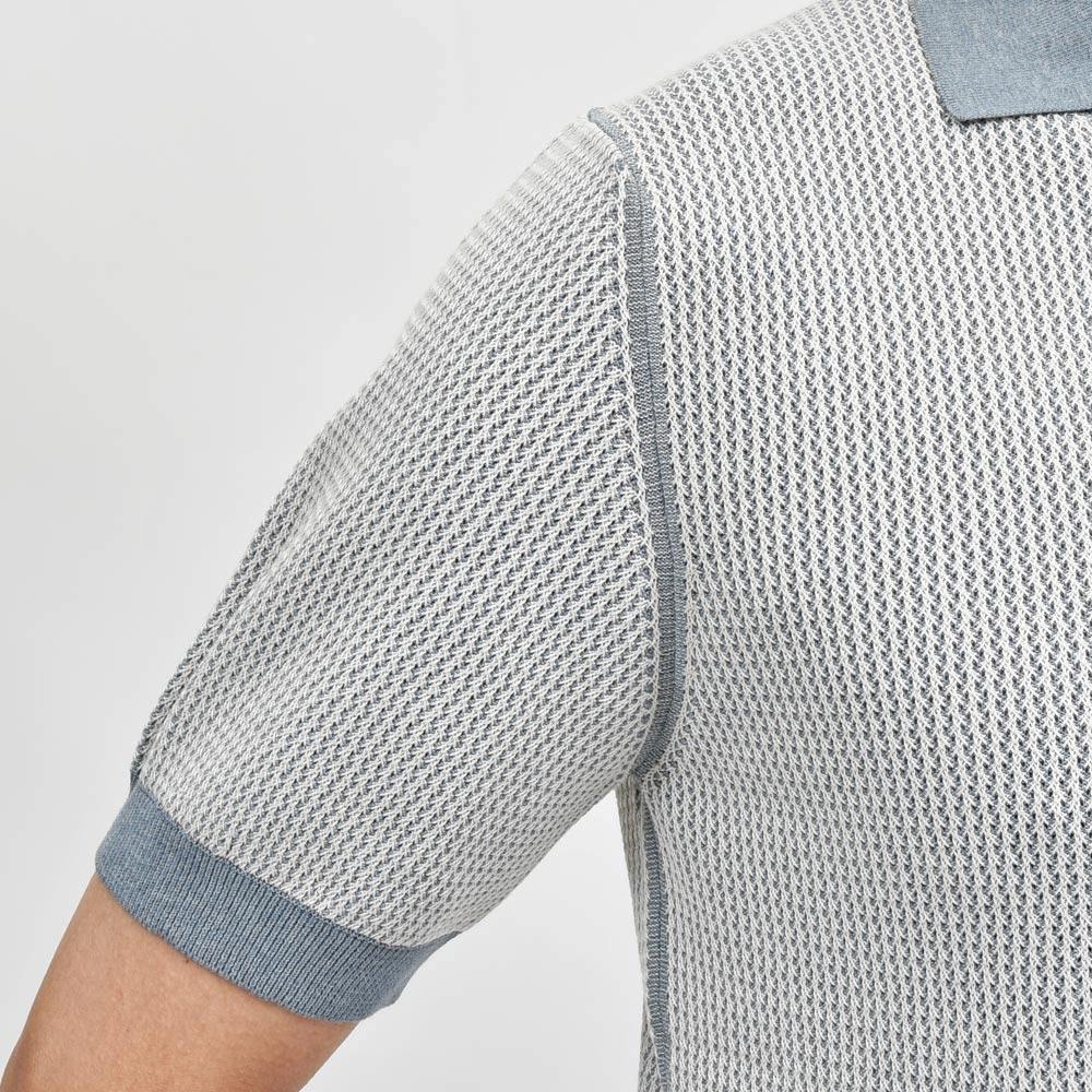 ZANONE（ザノーネ） 14ゲージコットンクレープジャガードS/Sスキッパーニットポロ POLO V MC/SLIM FIT/810192/ZN322/36408(M)