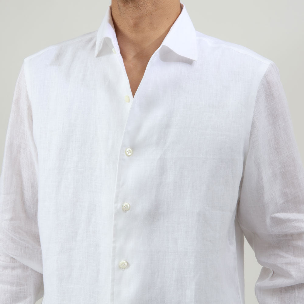 マリア・サンタンジェロ / 前身二重仕立て リネン ワンピースカラー シャツ/SLIM FIT/MARCELLO/HAWAII