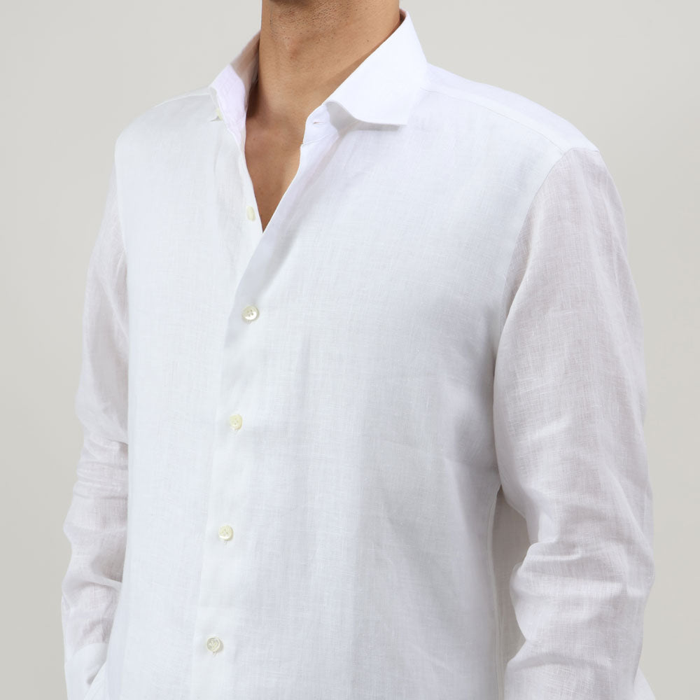 マリア・サンタンジェロ / 前身二重仕立て リネン ワイドカラー シャツ/SLIM FIT/MARCO/HAWAII