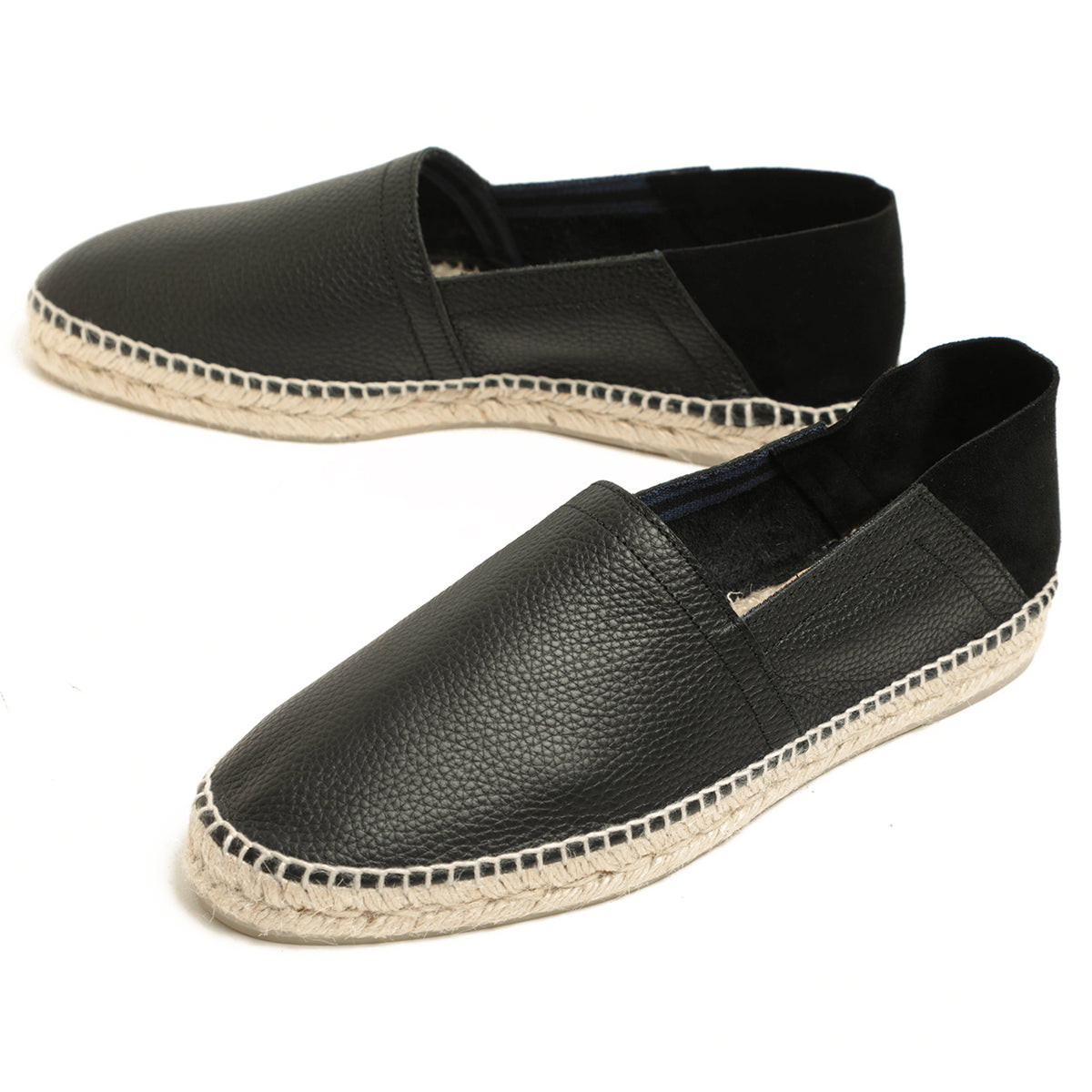 カスタニエール / ジュート シボ革 レザー エスパドリーユ スリッポン / POLO / NEGRO ブラック