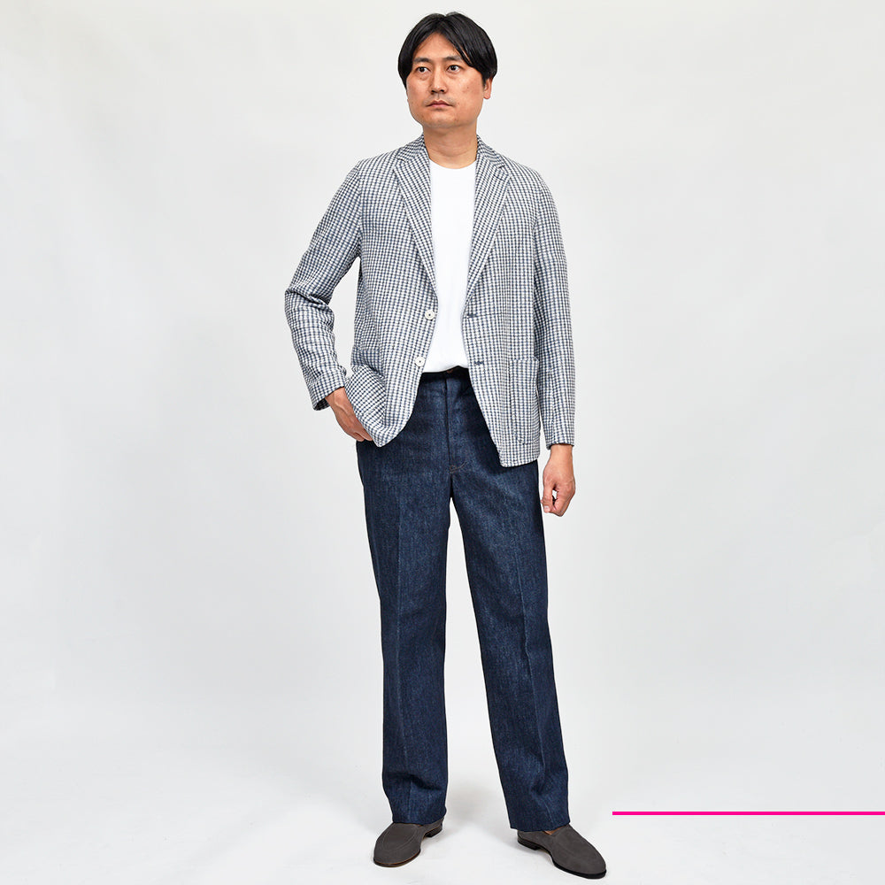 CIRCOLO 1901 チルコロ1901 S.JACKET コットン リネン ストレッチ ギンガムチェック シングル2Bシャツジャケット