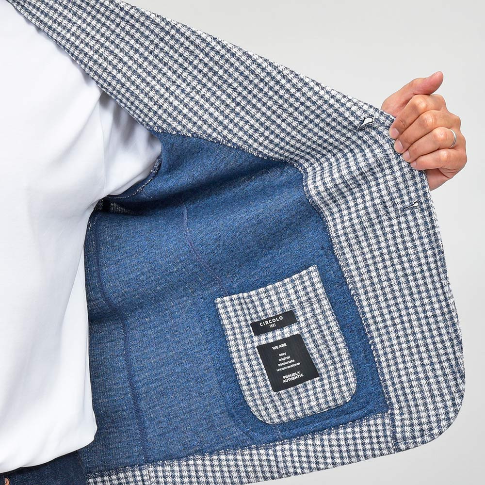 CIRCOLO 1901 チルコロ1901 S.JACKET コットン リネン ストレッチ ギンガムチェック シングル2Bシャツジャケット