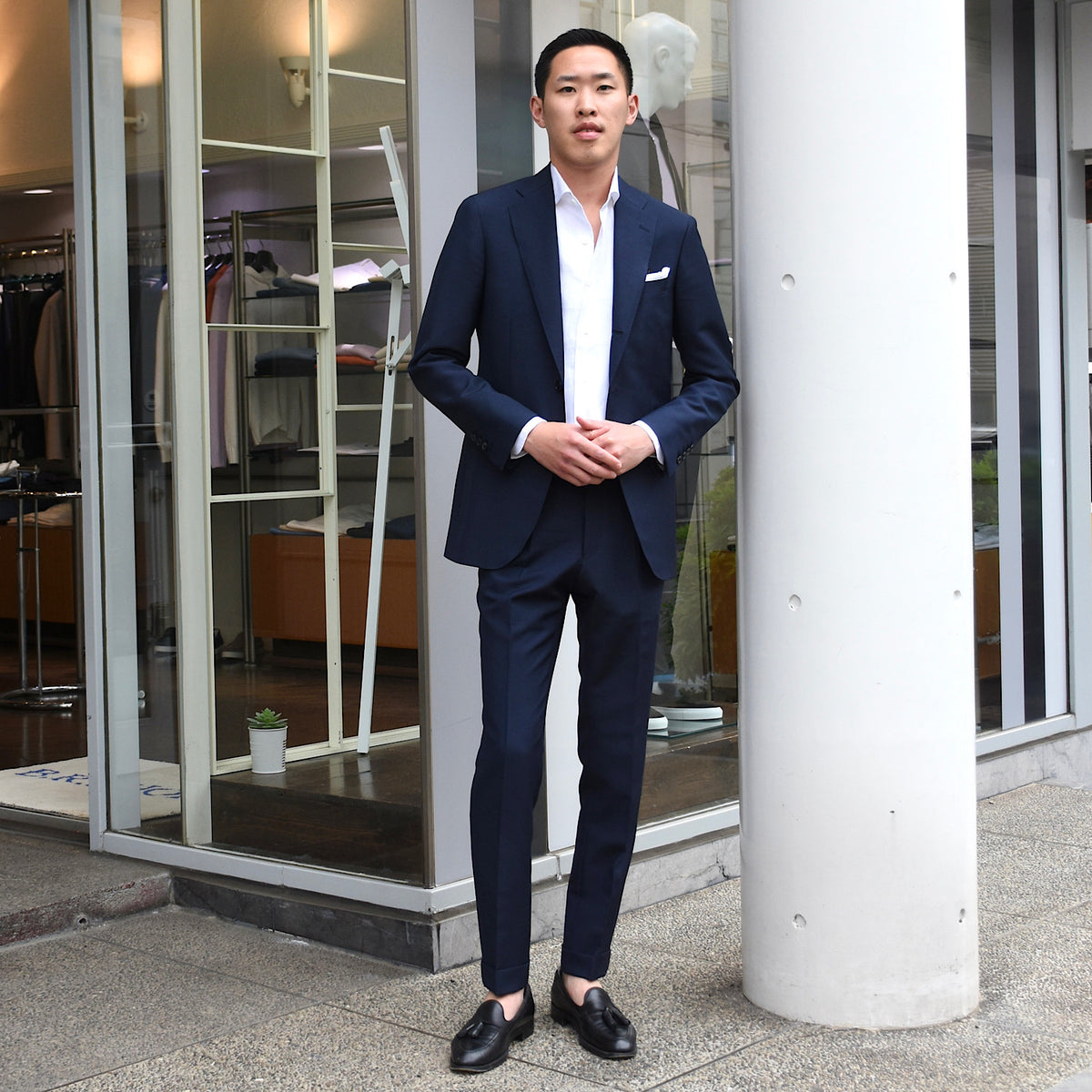 マリア・サンタンジェロ / 前身二重仕立て リネン ワイドカラー シャツ/SLIM FIT/MARCO/HAWAII