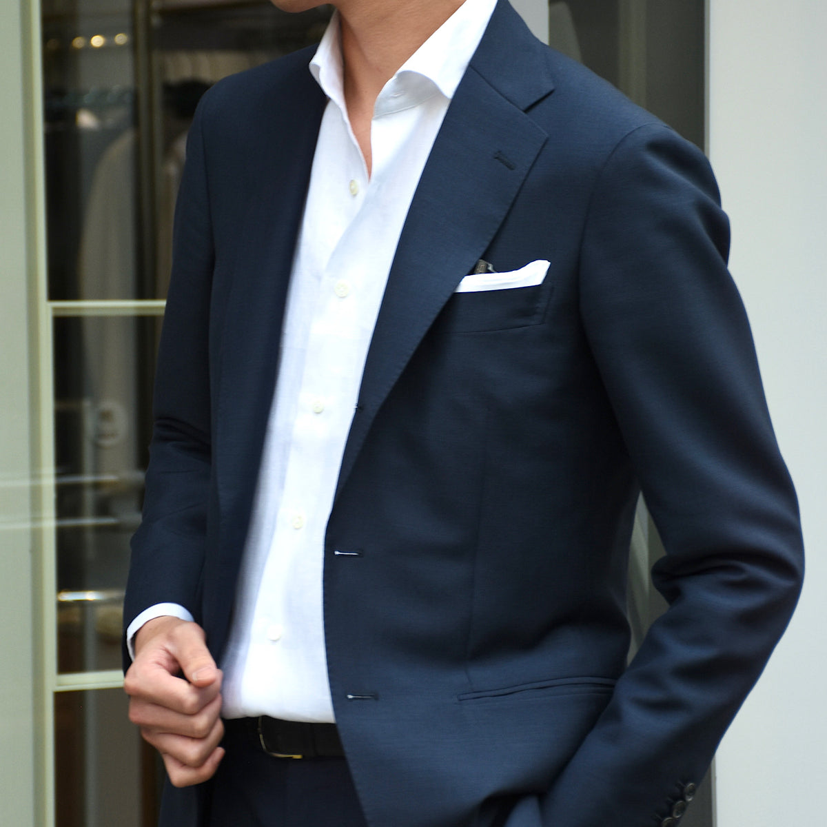 マリア・サンタンジェロ / 前身二重仕立て リネン ワイドカラー シャツ/SLIM FIT/MARCO/HAWAII