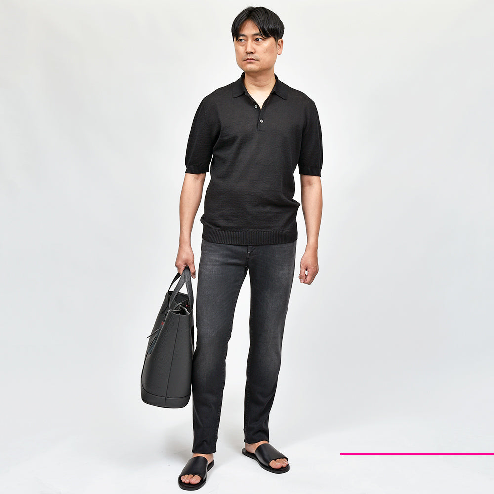PT TORINO DENIM ピーティートリノデニム コットンレーヨンポリエステル ストレッチ ウォッシュド ブラックデニムパンツ SWING/SUPERSLIM FIT/OA3110