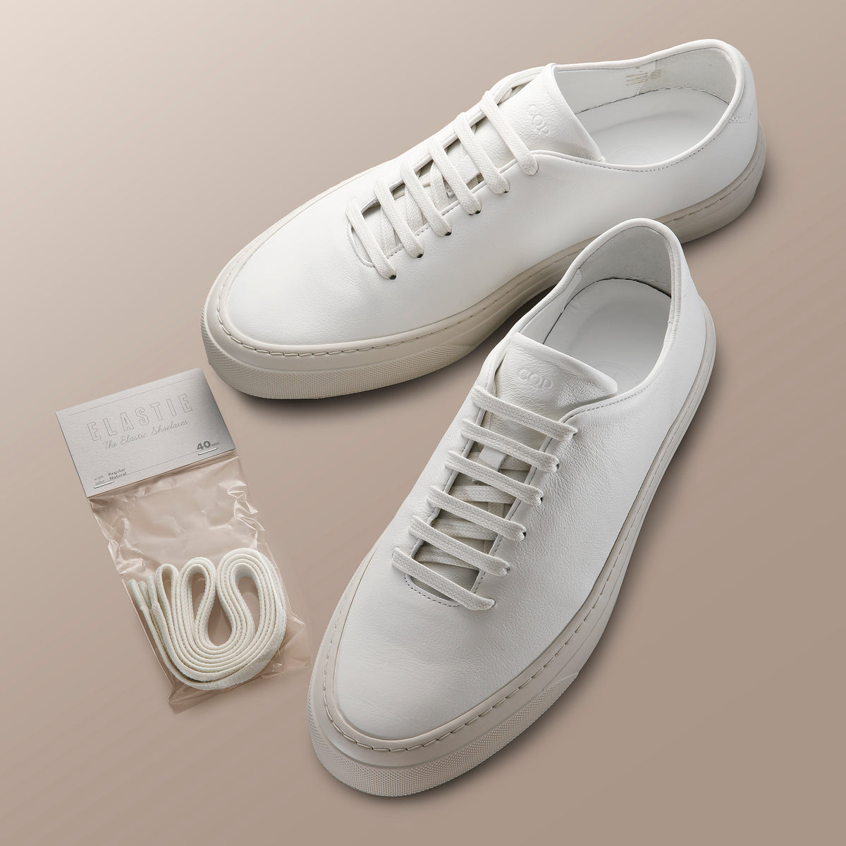 シーキューピー / 【BR別注】ホワイトレザーアッパー レースアップスニーカー(ストレッチシューレース付き)/GENOA/WHITE