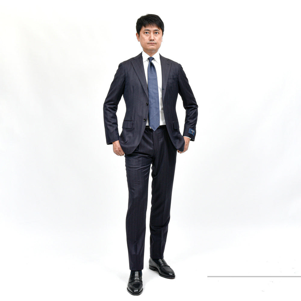guji（グジ） ウールシャドーストライプ3B1プリーツスーツ MADE BY RING JACKET / Ermenegildo Zegna - TROFEO 17152201028