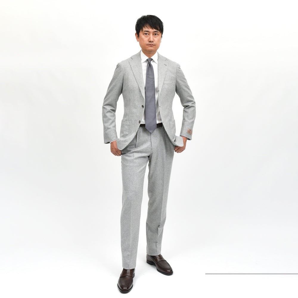 guji（グジ）ウールカシミアハウンドトゥース3Bジャケット MADE BY RING JACKET / LANIFICIO ROGNA 17052201028