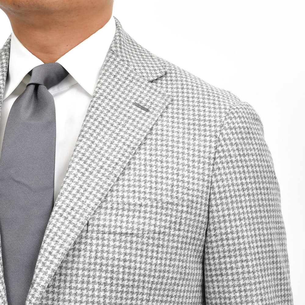 guji（グジ）ウールカシミアハウンドトゥース3Bジャケット MADE BY RING JACKET / LANIFICIO ROGNA 17052201028