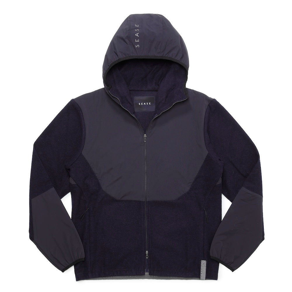 シーズ / ダブルウールジャージー ZIPPED HOODIE HYBRID/WH049 TJ109/NAVYBLUE