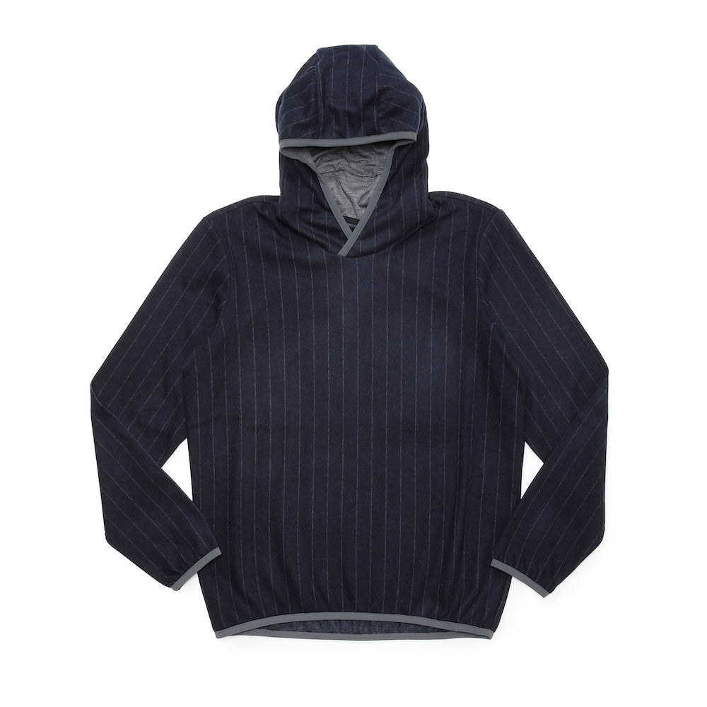 シーズ / ストライプ カシミア混ウールジャージー DRONE HOOD/WHO33 TJ117/MDNGBLU