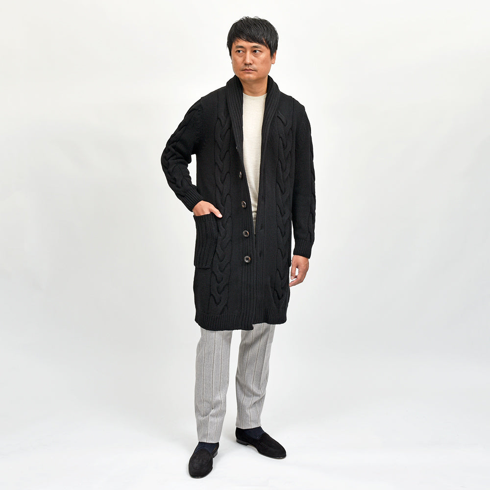 Settefili Cashmere（セッテフィーリ カシミア） ウールカシミヤ ショールカラーロングカーディガン
