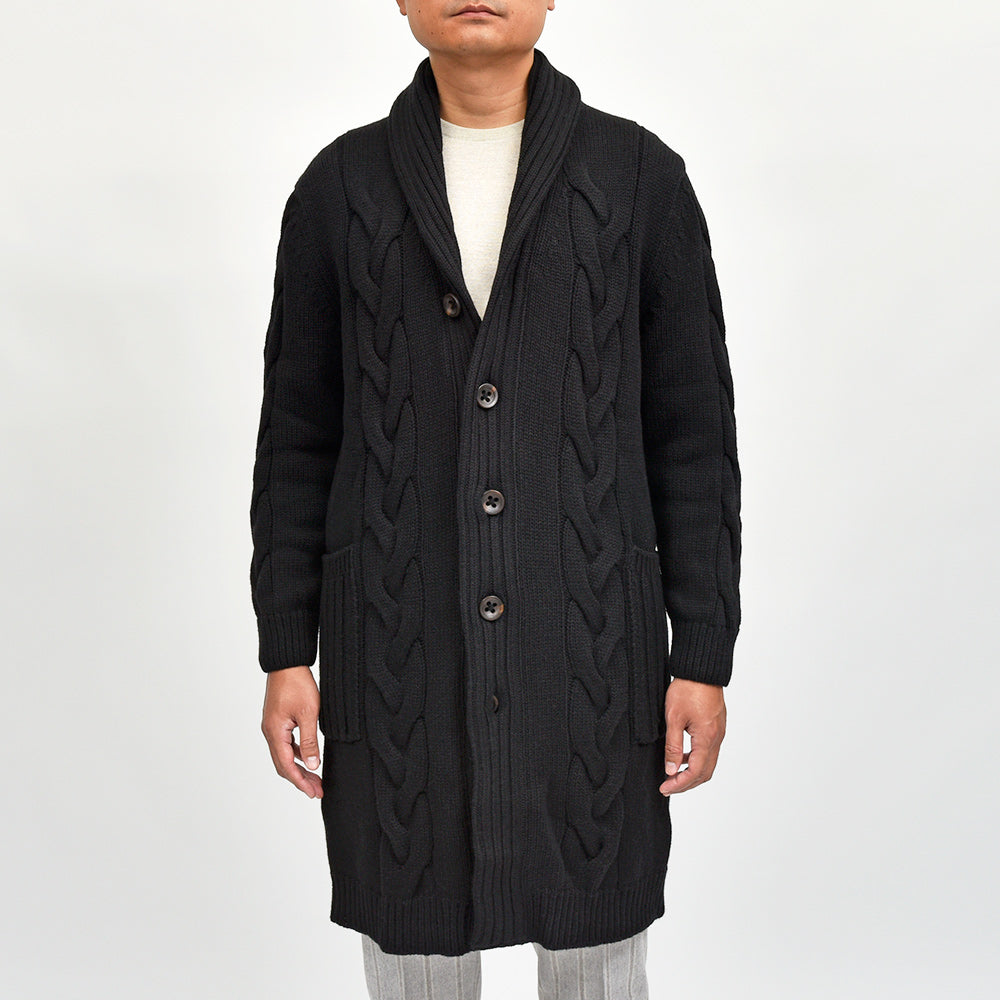 Settefili Cashmere（セッテフィーリ カシミア） ウールカシミヤ ショールカラーロングカーディガン