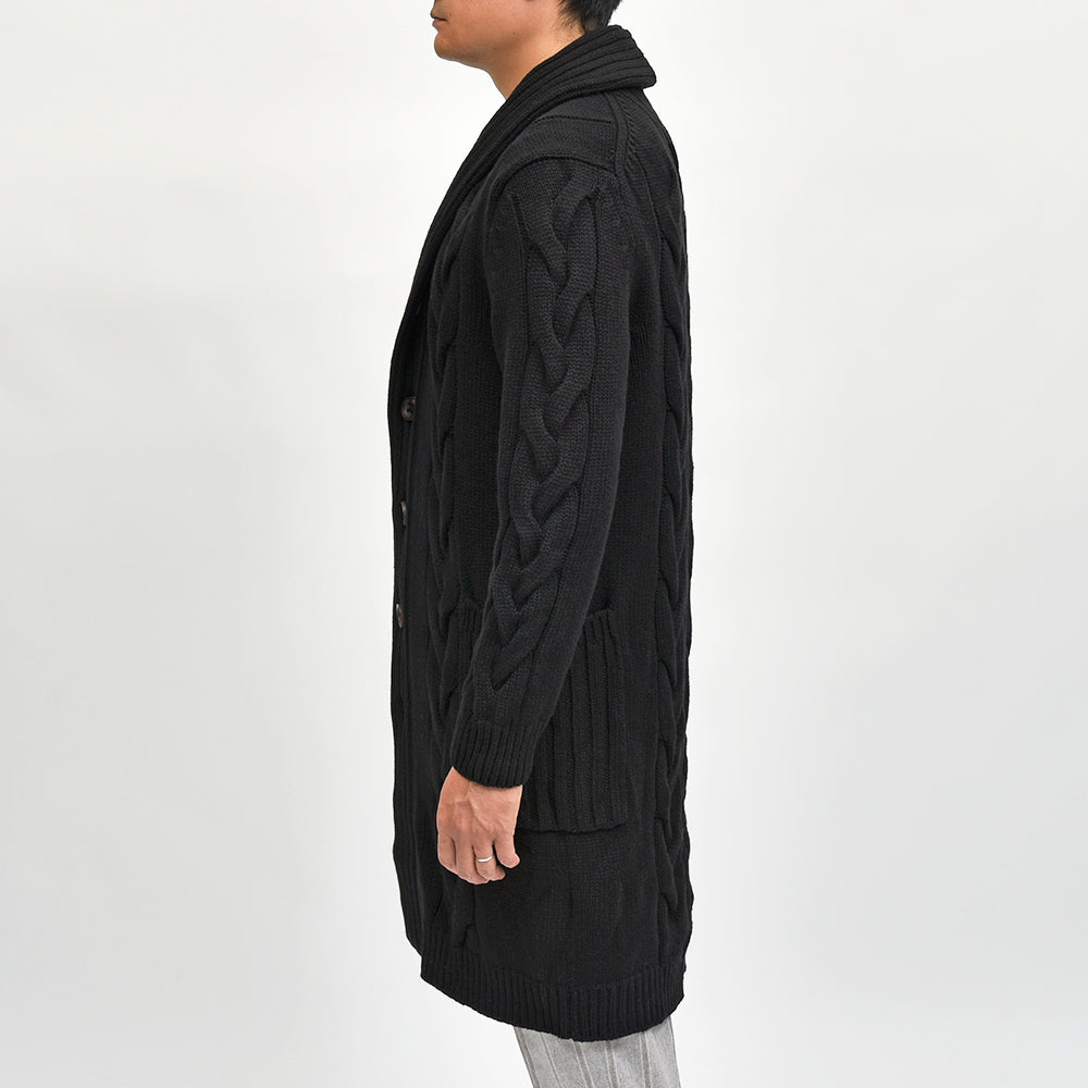 Settefili Cashmere（セッテフィーリ カシミア） ウールカシミヤ ショールカラーロングカーディガン
