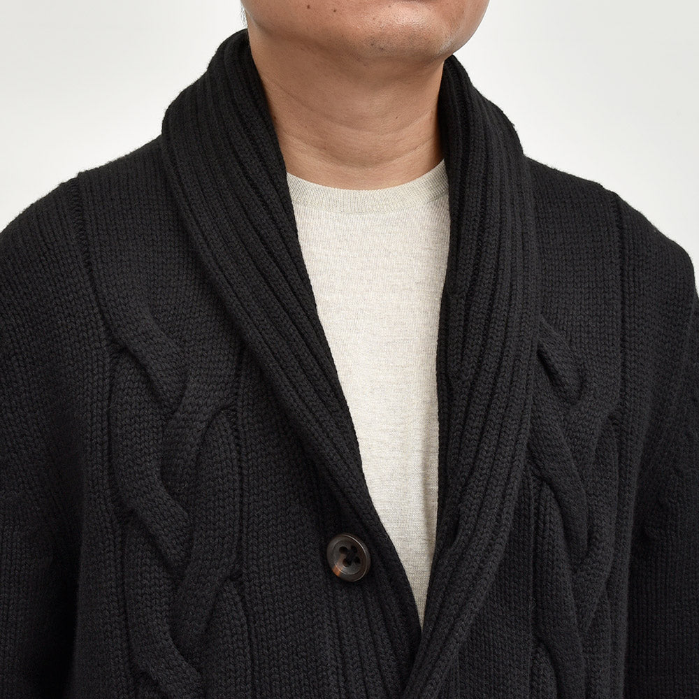 Settefili Cashmere（セッテフィーリ カシミア） ウールカシミヤ ショールカラーロングカーディガン