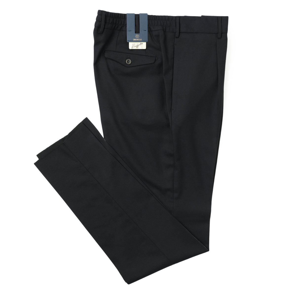 SANTANIELLO サンタニエッロ パンツ スラックス テーパード バックシャーリング ウール ポリエステル ストレッチ JIRNO FS VIAG 79 ネイビー