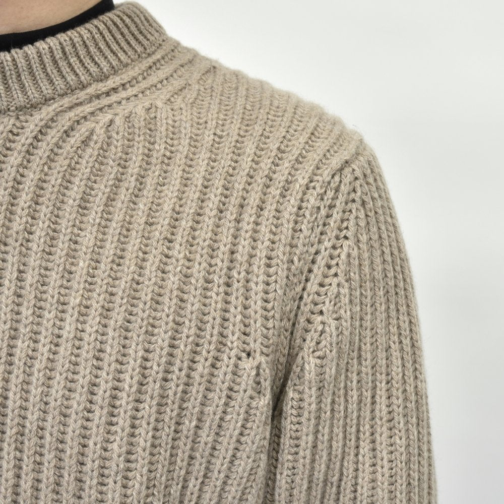 garoh（ガロウ） garoh knit02 ローゲージカシミア フィッシャーマン リブ クルーネックニット