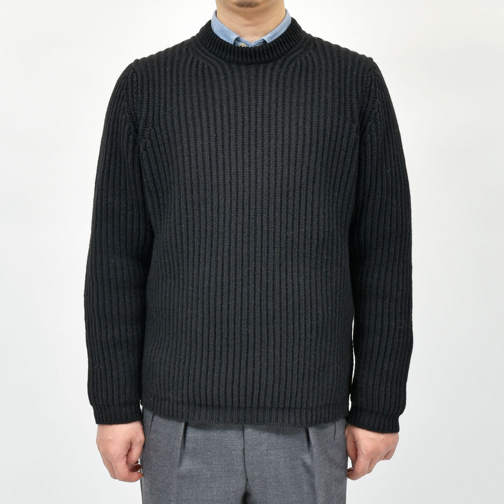 garoh（ガロウ） garoh knit02 ローゲージカシミア フィッシャーマン リブ クルーネックニット
