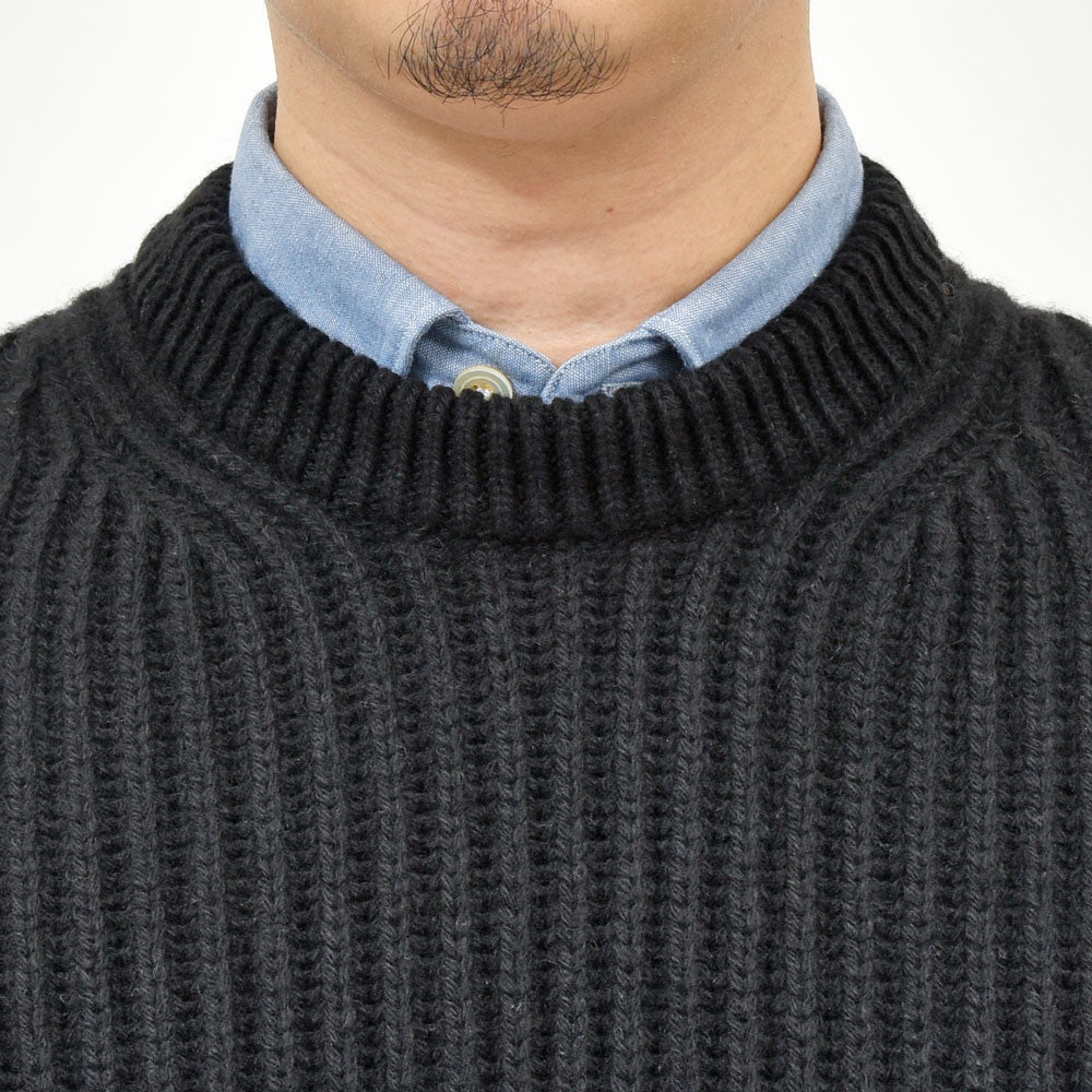 garoh（ガロウ） garoh knit02 ローゲージカシミア フィッシャーマン リブ クルーネックニット