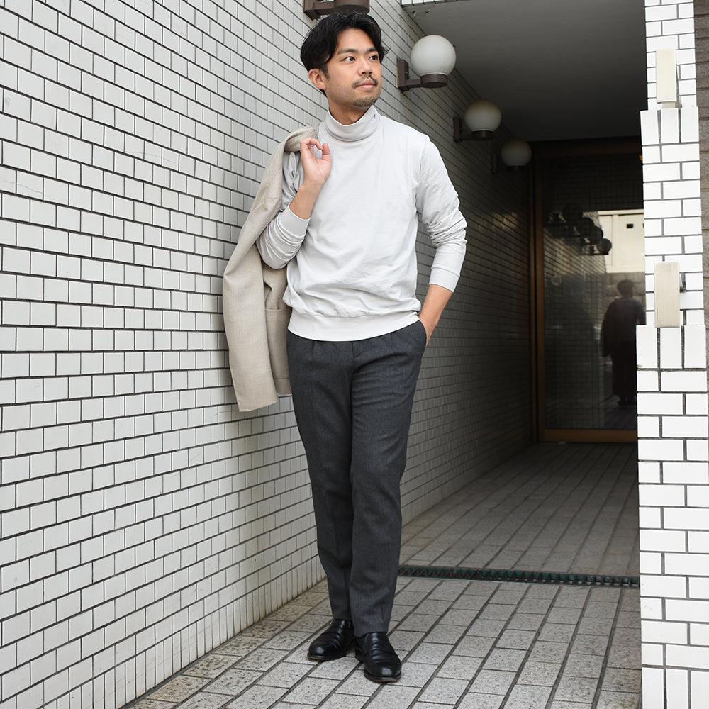 アンティーチポ / スムースコットン タートルネック ロングスリーブ Tシャツ/TRAMINER LUNGO