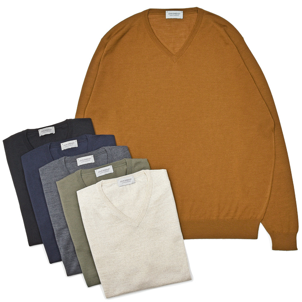 JOHN SMEDLEY（ジョンスメドレー） PACKHAM エクストラファインメリノウール 30ゲージ Vネックニット MODERN FIT