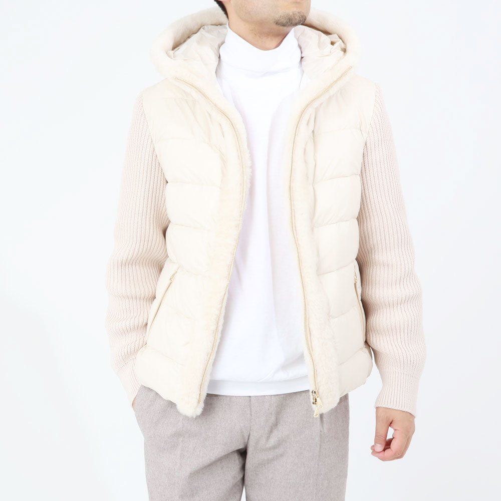 エンメティ / 【BR別注】フーデッド ムートンダウン ジャケット(ゴールドパーツ)/GART BR / GOLD