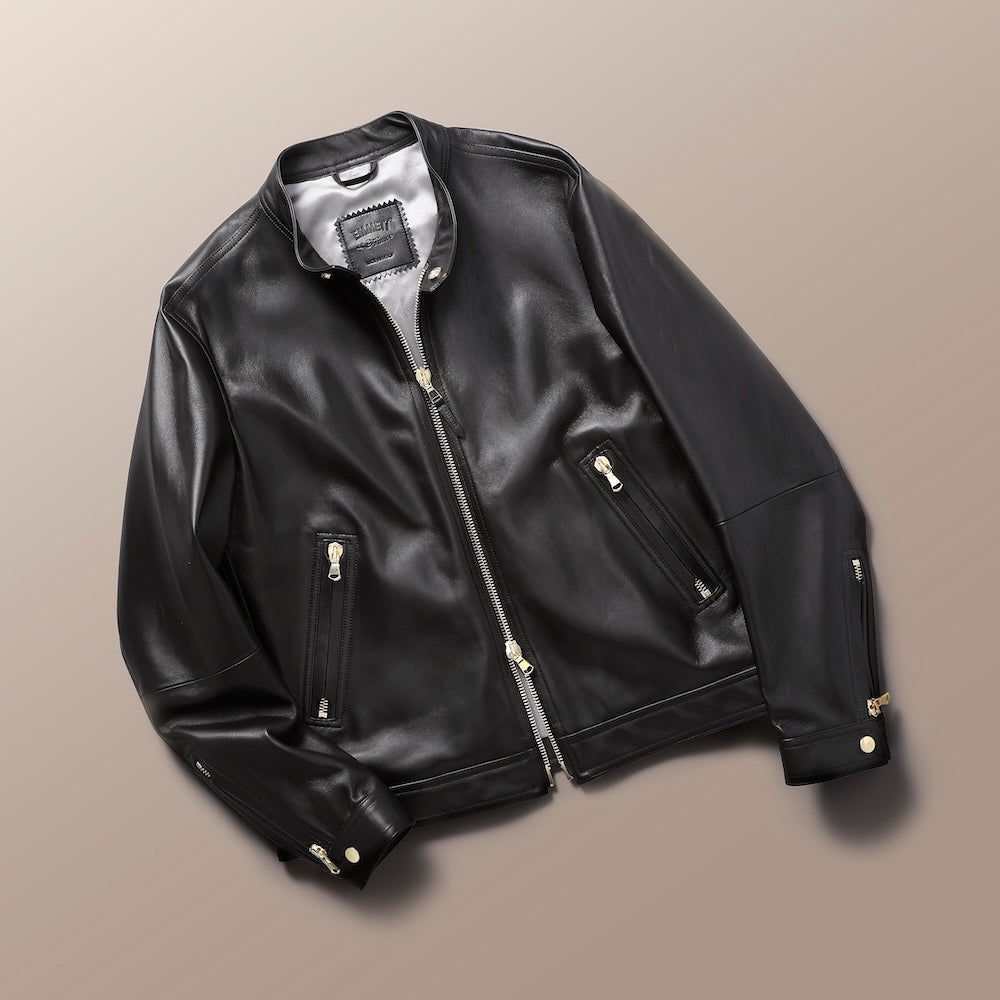 エンメティ / 【着数限定販売】【BR別注】スペシャル ラムスキンナッパレザー シングルライダース/MASSIMO BR/GOLD